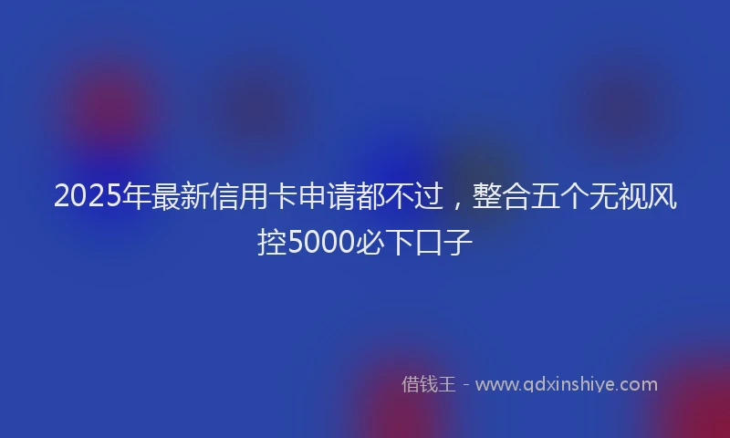 2025年最新信用卡申请都不过，整合五个无视风控5000必下口子