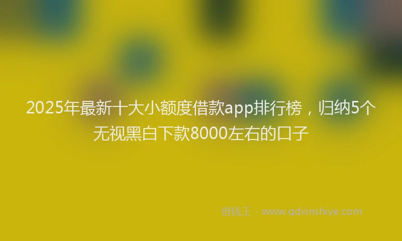 2025年最新十大小额度借款app排行榜，归纳5个无视黑白下款8000左右的口子