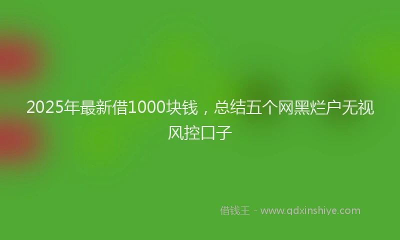 2025年最新借1000块钱，总结五个网黑烂户无视风控口子