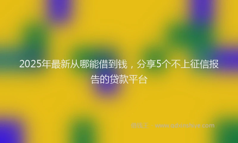 2025年最新从哪能借到钱，分享5个不上征信报告的贷款平台