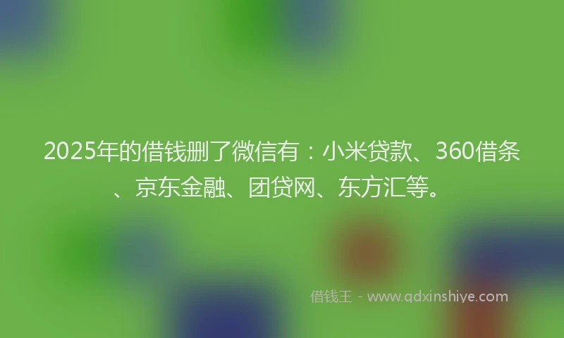 2025年的借钱删了微信有：小米贷款、360借条、京东金融、团贷网、东方汇等。
