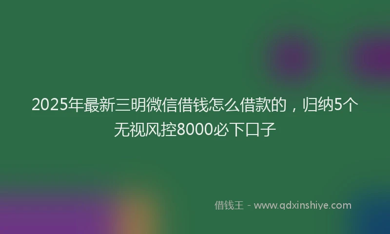 2025年最新三明微信借钱怎么借款的，归纳5个无视风控8000必下口子