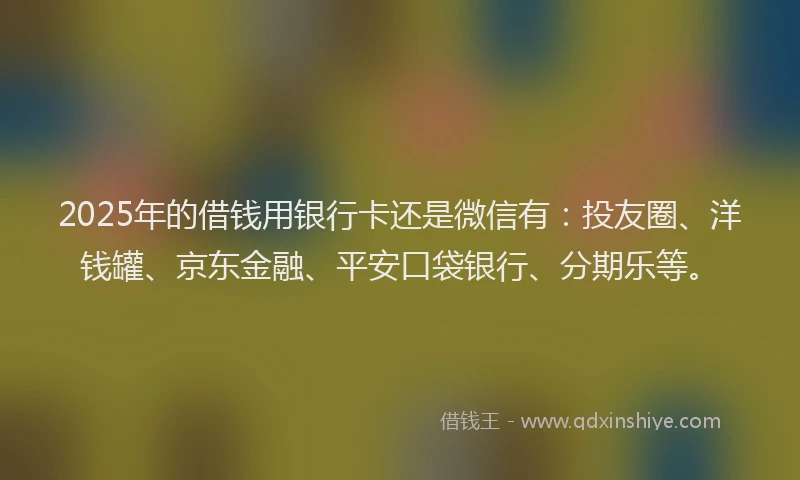 2025年的借钱用银行卡还是微信有：投友圈、洋钱罐、京东金融、平安口袋银行、分期乐等。
