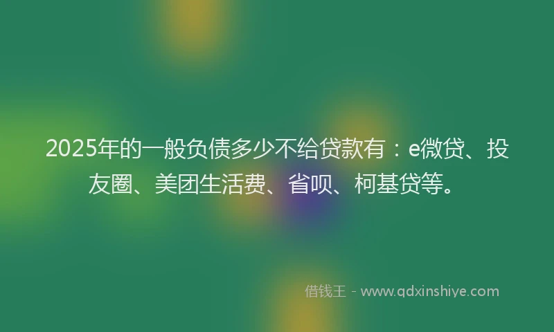2025年的一般负债多少不给贷款有：e微贷、投友圈、美团生活费、省呗、柯基贷等。
