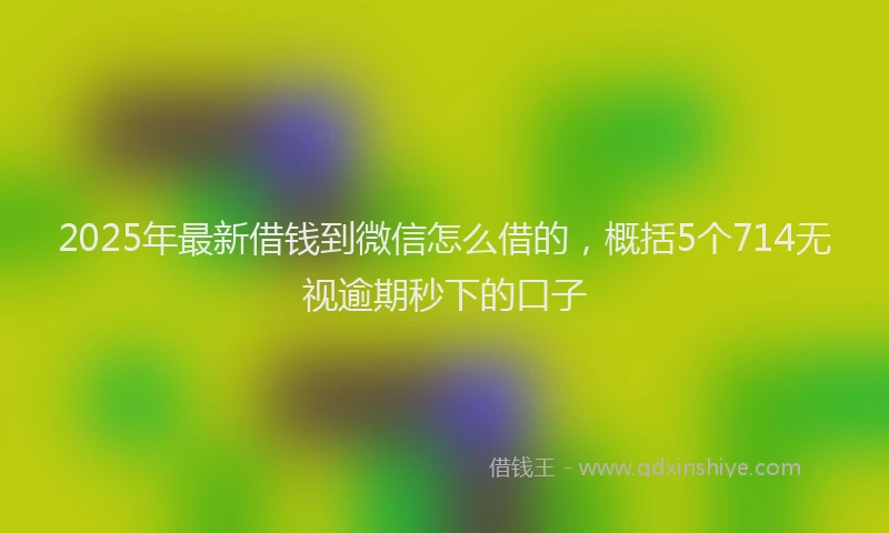 2025年最新借钱到微信怎么借的，概括5个714无视逾期秒下的口子