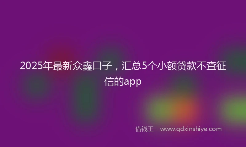 2025年最新众鑫口子，汇总5个小额贷款不查征信的app