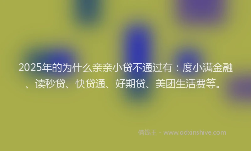 2025年的为什么亲亲小贷不通过有：度小满金融、读秒贷、快贷通、好期贷、美团生活费等。