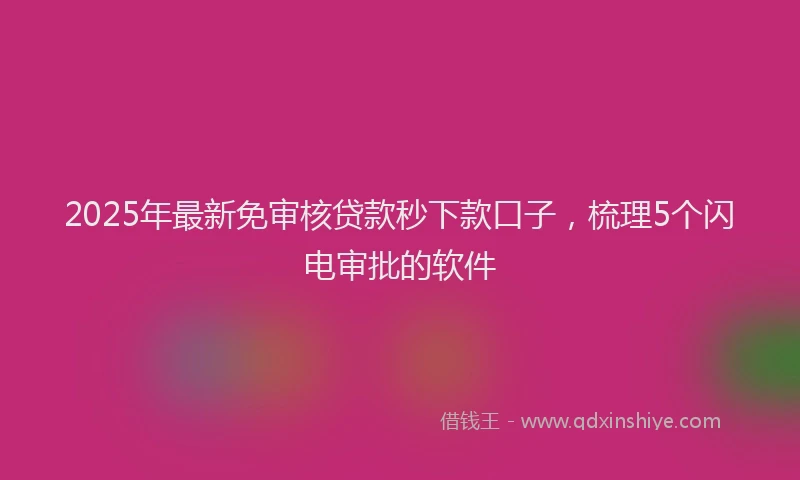 2025年最新免审核贷款秒下款口子，梳理5个闪电审批的软件