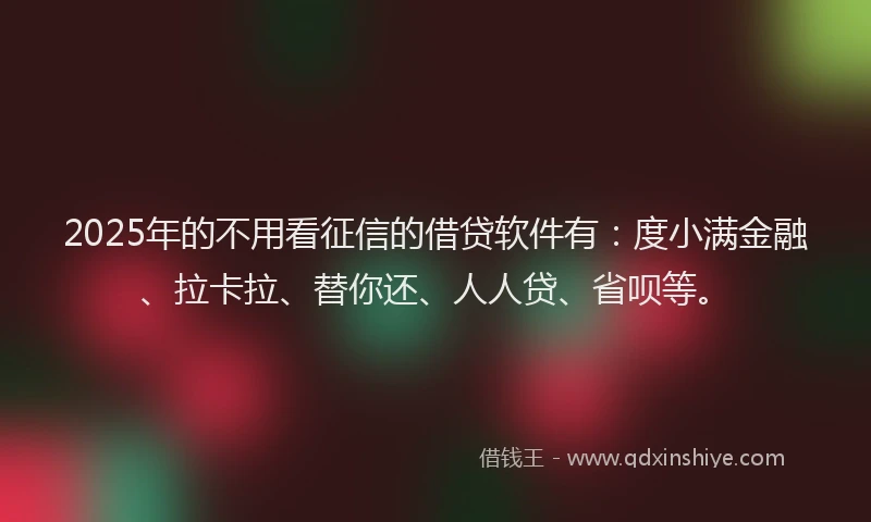 2025年的不用看征信的借贷软件有：度小满金融、拉卡拉、替你还、人人贷、省呗等。