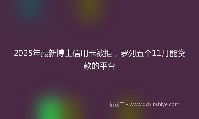 2025年最新博士信用卡被拒，罗列五个11月能贷款的平台