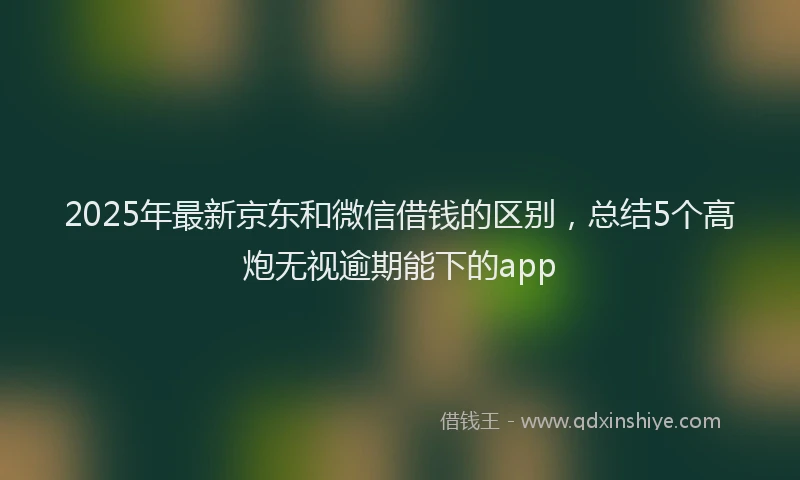 2025年最新京东和微信借钱的区别，总结5个高炮无视逾期能下的app