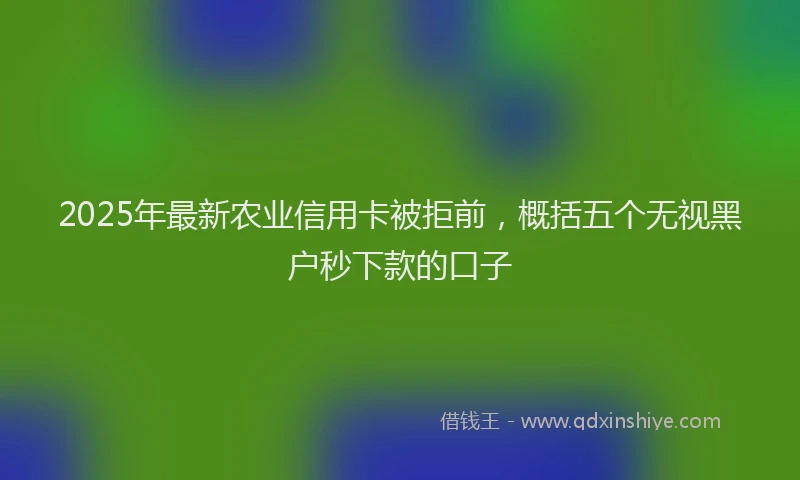 2025年最新农业信用卡被拒前，概括五个无视黑户秒下款的口子