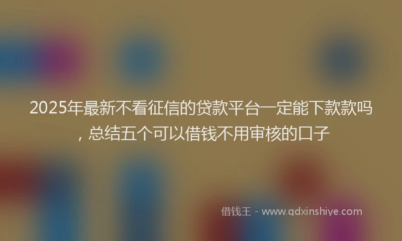 2025年最新不看征信的贷款平台一定能下款款吗，总结五个可以借钱不用审核的口子