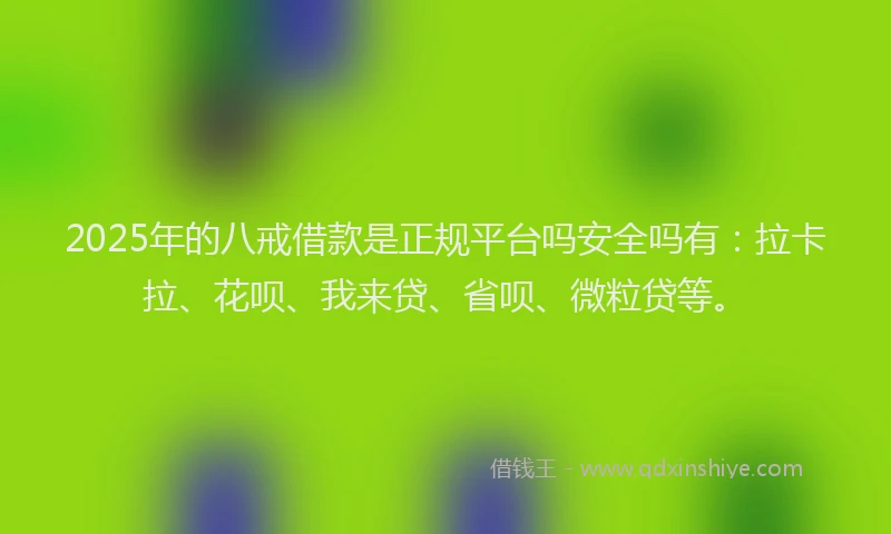 2025年的八戒借款是正规平台吗安全吗有：拉卡拉、花呗、我来贷、省呗、微粒贷等。