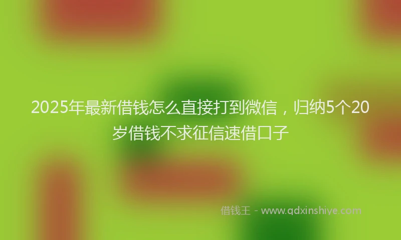 2025年最新借钱怎么直接打到微信，归纳5个20岁借钱不求征信速借口子