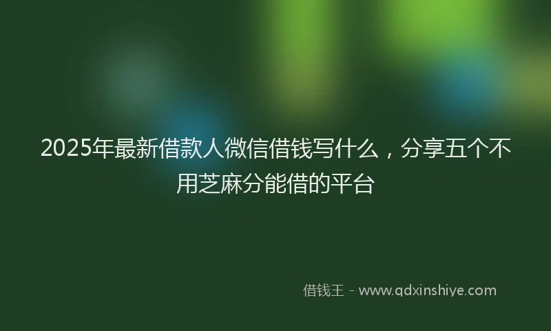 2025年最新借款人微信借钱写什么，分享五个不用芝麻分能借的平台