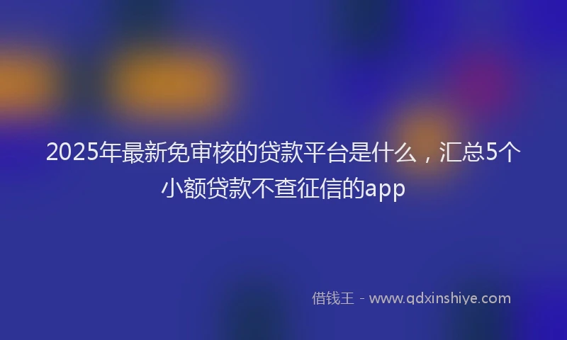2025年最新免审核的贷款平台是什么，汇总5个小额贷款不查征信的app