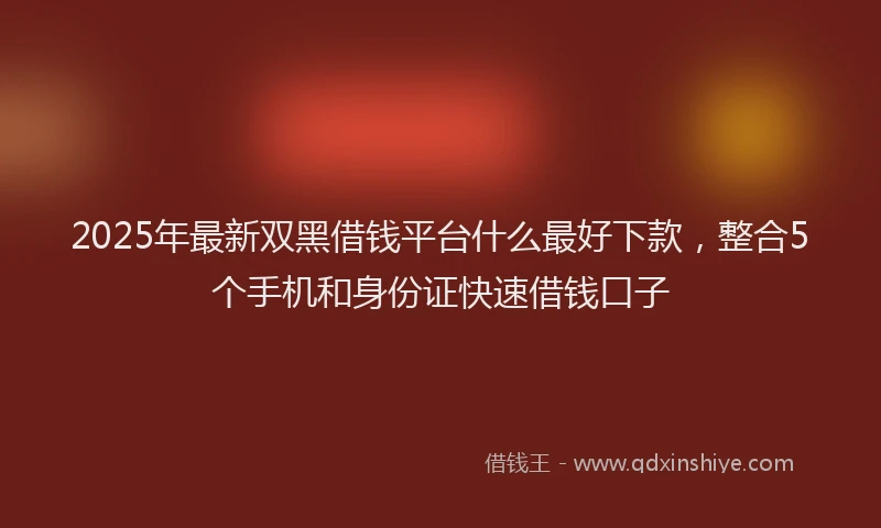 2025年最新双黑借钱平台什么最好下款，整合5个手机和身份证快速借钱口子
