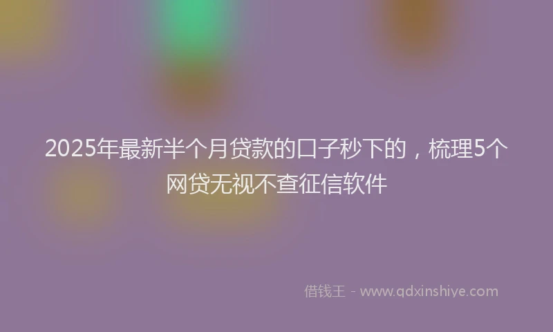 2025年最新半个月贷款的口子秒下的，梳理5个网贷无视不查征信软件