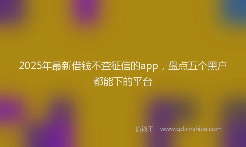 2025年最新借钱不查征信的app，盘点五个黑户都能下的平台