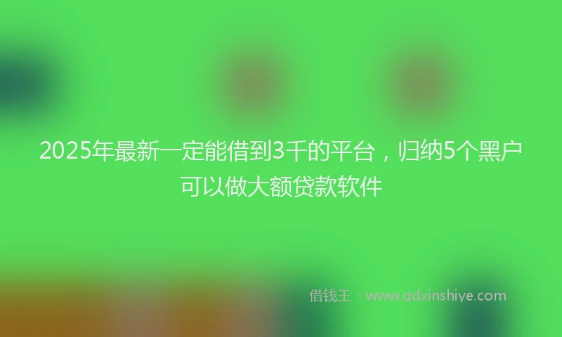 2025年最新一定能借到3千的平台，归纳5个黑户可以做大额贷款软件