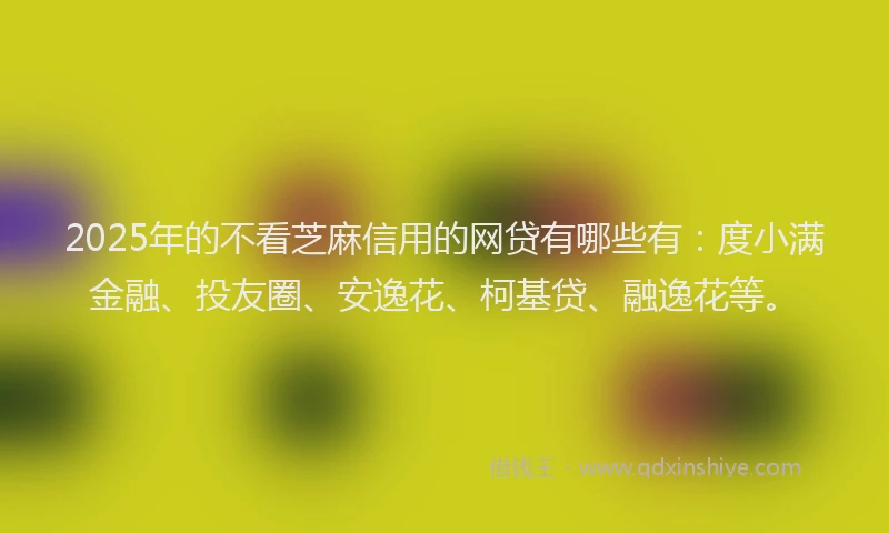 2025年的不看芝麻信用的网贷有哪些有：度小满金融、投友圈、安逸花、柯基贷、融逸花等。