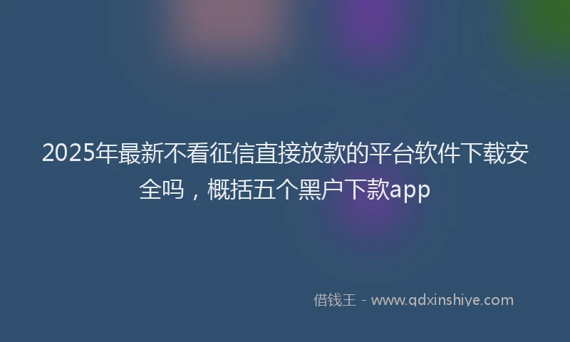 2025年最新不看征信直接放款的平台软件下载安全吗，概括五个黑户下款app
