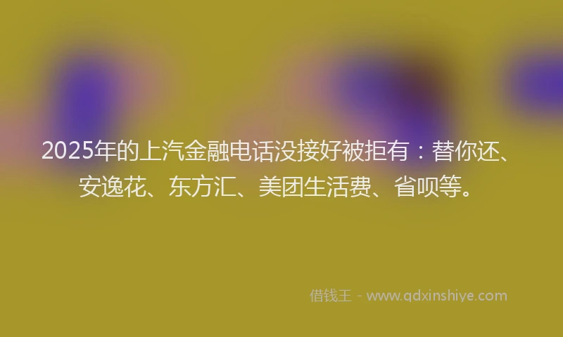 2025年的上汽金融电话没接好被拒有：替你还、安逸花、东方汇、美团生活费、省呗等。