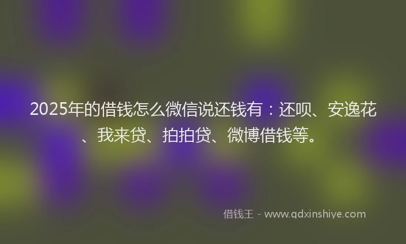 2025年的借钱怎么微信说还钱有：还呗、安逸花、我来贷、拍拍贷、微博借钱等。