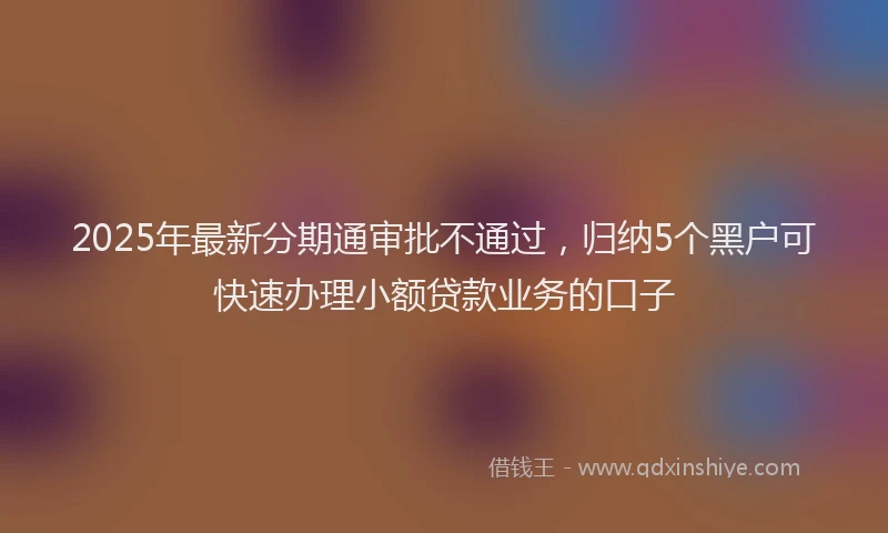 2025年最新分期通审批不通过，归纳5个黑户可快速办理小额贷款业务的口子