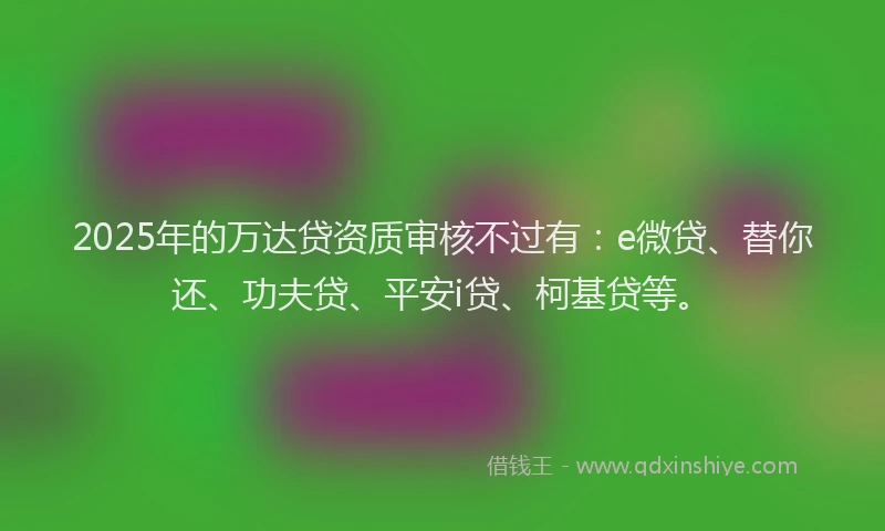 2025年的万达贷资质审核不过有：e微贷、替你还、功夫贷、平安i贷、柯基贷等。