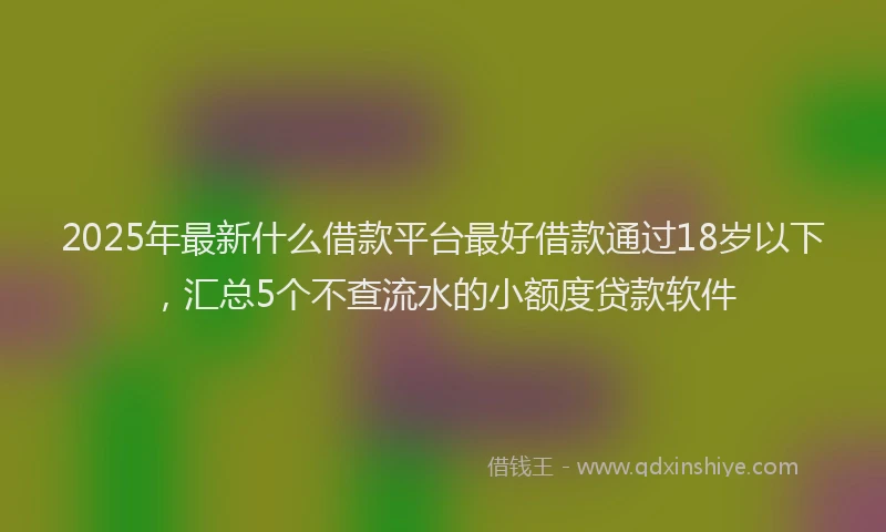 2025年最新什么借款平台最好借款通过18岁以下，汇总5个不查流水的小额度贷款软件
