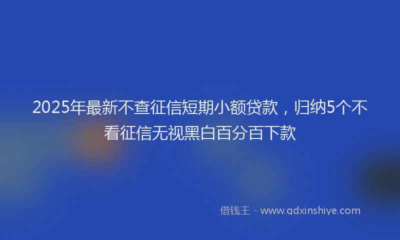 2025年最新不查征信短期小额贷款，归纳5个不看征信无视黑白百分百下款