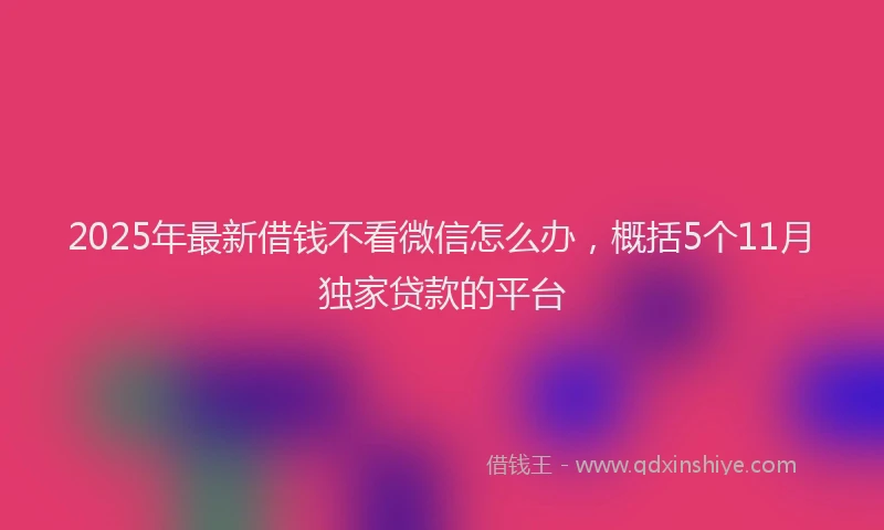 2025年最新借钱不看微信怎么办，概括5个11月独家贷款的平台