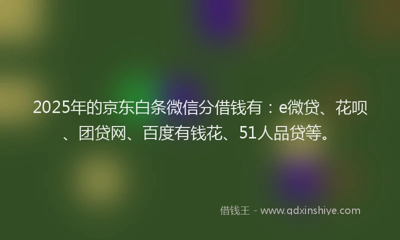 2025年的京东白条微信分借钱有：e微贷、花呗、团贷网、百度有钱花、51人品贷等。