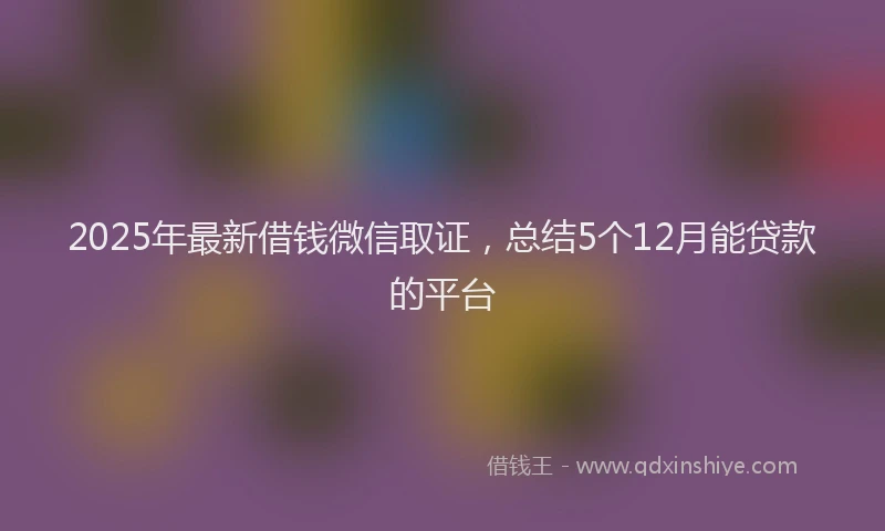 2025年最新借钱微信取证，总结5个12月能贷款的平台
