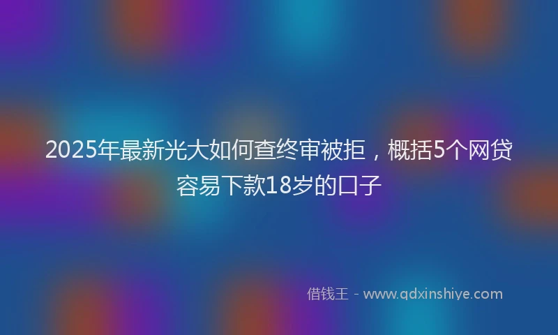 2025年最新光大如何查终审被拒，概括5个网贷容易下款18岁的口子