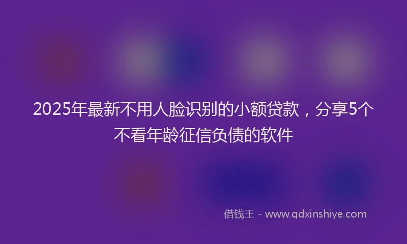 2025年最新不用人脸识别的小额贷款，分享5个不看年龄征信负债的软件