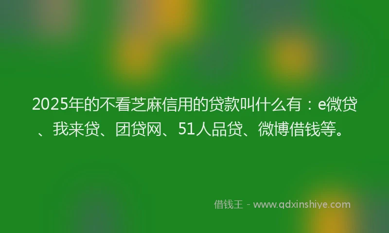 2025年的不看芝麻信用的贷款叫什么有：e微贷、我来贷、团贷网、51人品贷、微博借钱等。