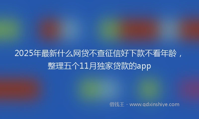 2025年最新什么网贷不查征信好下款不看年龄，整理五个11月独家贷款的app
