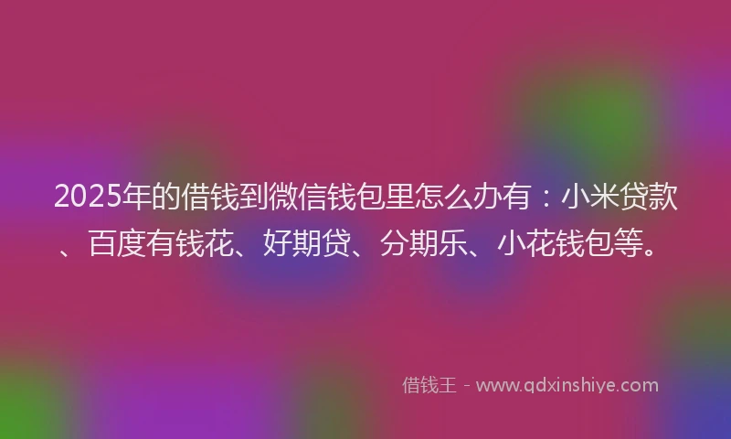 2025年的借钱到微信钱包里怎么办有：小米贷款、百度有钱花、好期贷、分期乐、小花钱包等。