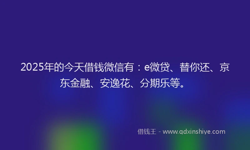 2025年的今天借钱微信有：e微贷、替你还、京东金融、安逸花、分期乐等。