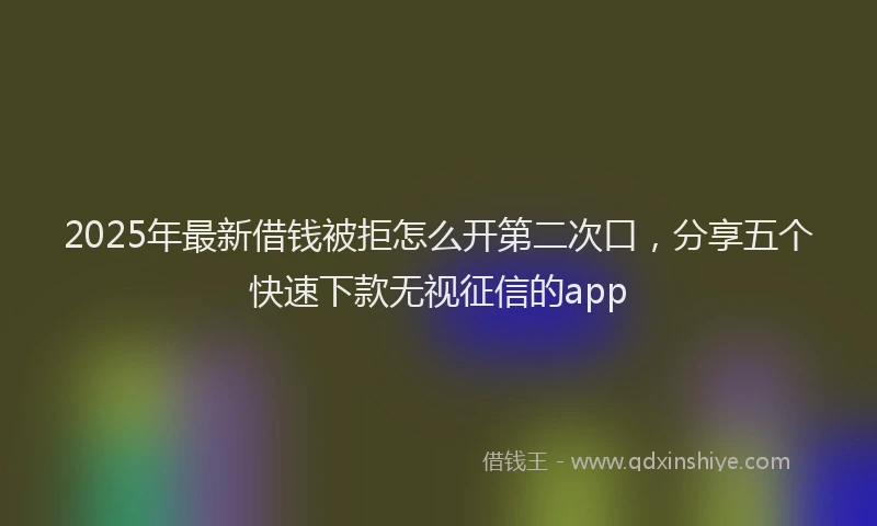 2025年最新借钱被拒怎么开第二次口，分享五个快速下款无视征信的app