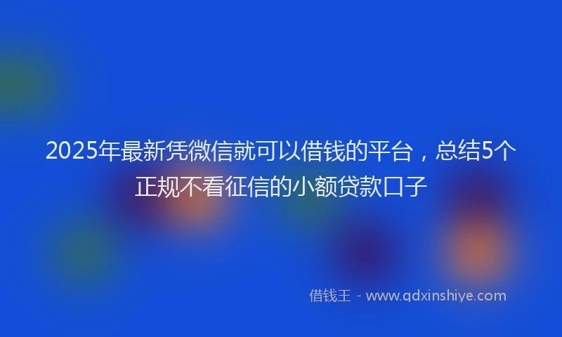 2025年最新凭微信就可以借钱的平台，总结5个正规不看征信的小额贷款口子