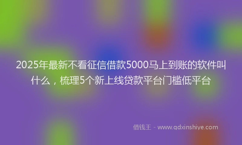 2025年最新不看征信借款5000马上到账的软件叫什么，梳理5个新上线贷款平台门槛低平台