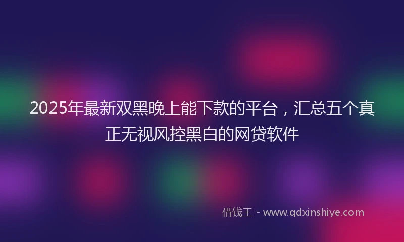 2025年最新双黑晚上能下款的平台，汇总五个真正无视风控黑白的网贷软件