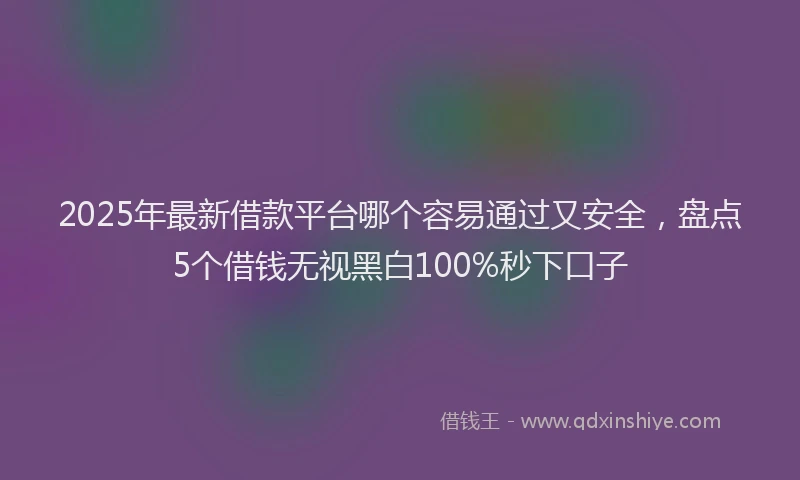 2025年最新借款平台哪个容易通过又安全，盘点5个借钱无视黑白100%秒下口子
