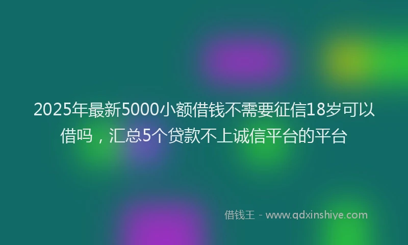 2025年最新5000小额借钱不需要征信18岁可以借吗，汇总5个贷款不上诚信平台的平台