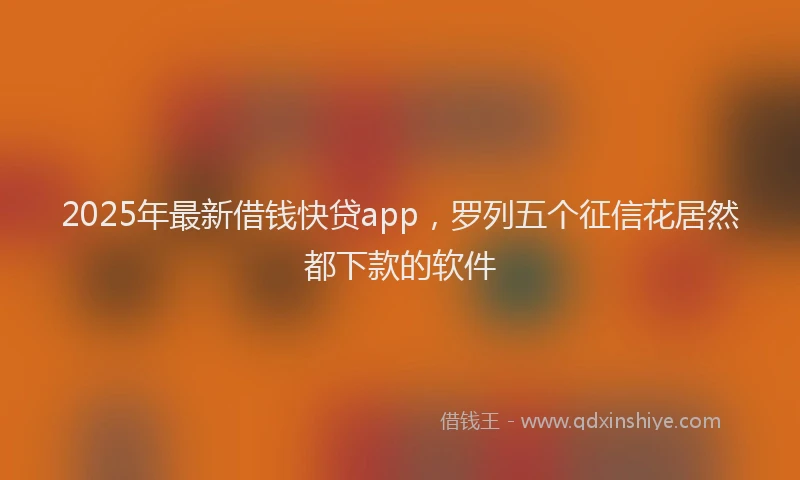 2025年最新借钱快贷app，罗列五个征信花居然都下款的软件