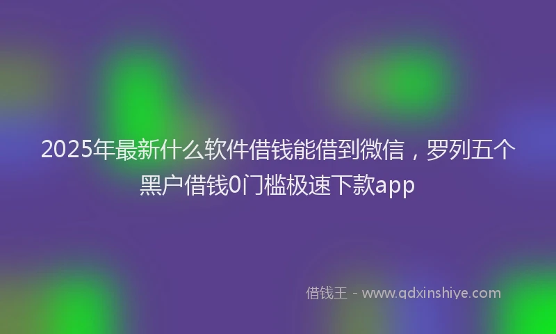 2025年最新什么软件借钱能借到微信，罗列五个黑户借钱0门槛极速下款app
